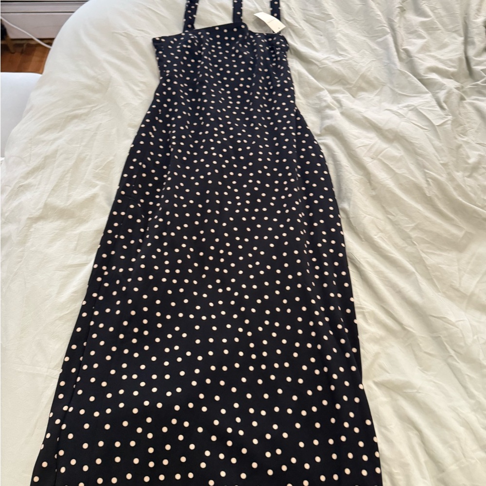 Abercrombie & Fitch Black Dress with Cream Polka Dots